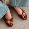 Retro Word with Flat Sandals Women's Niche Design Sense Open-toed Vacation Casual Style Sandals