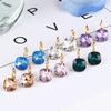 Fashion Gold Color Square Stud Earring Austrian Crystal Rhinestone Earring for Women Wedding Jewelry