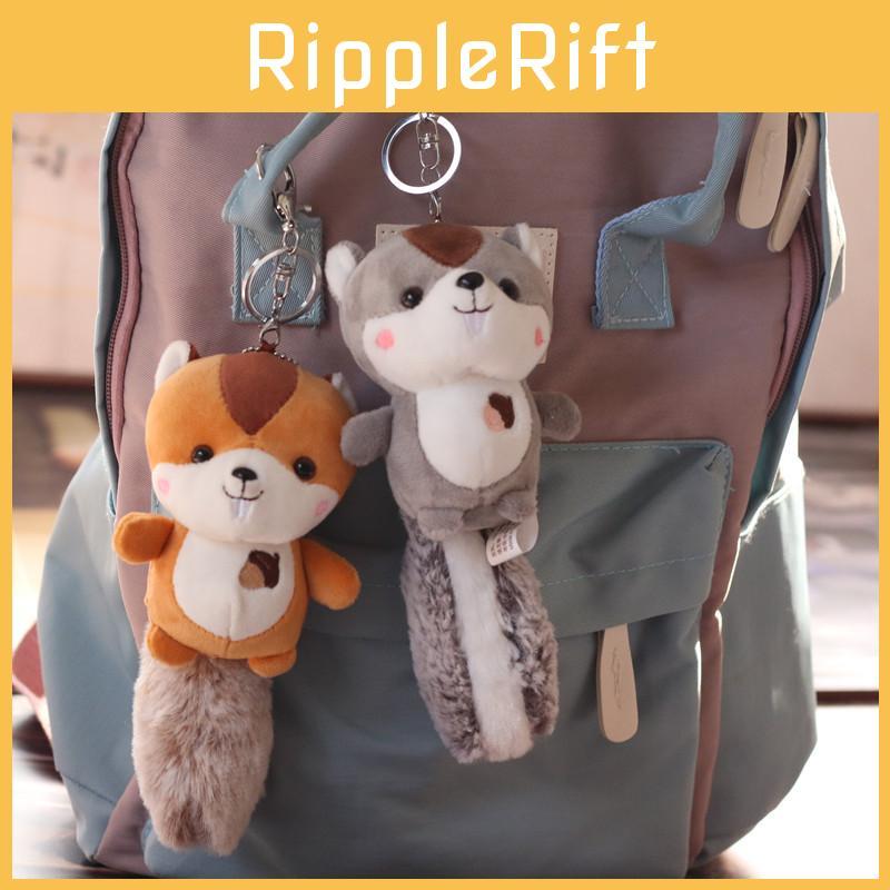 Ultra Soft Short Plush Squirrel Keychain Bag Accessory Mini Stuffed Animal Toy