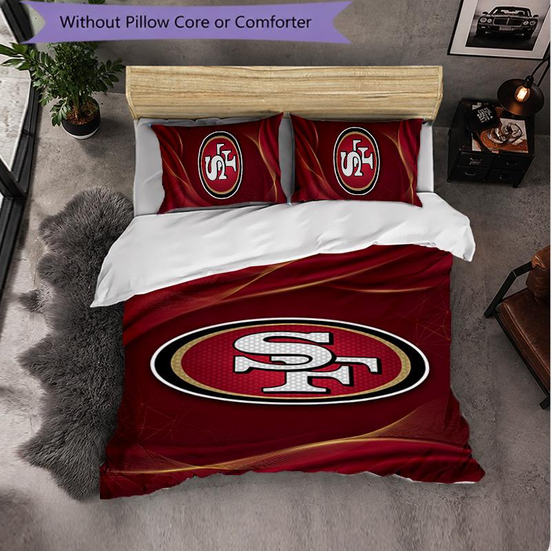 Набор постельного белья из микрофибры с узором San Francisco 49ers, 3 предмета, Декор, Комплект с пододеяльником для спальни, Домашнее использование
