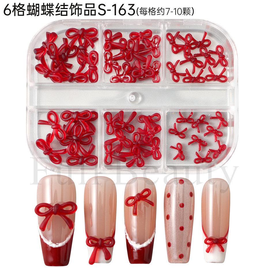 Nail Art Jewelry, New Year'S Festive Three-Dimensional French Bow-Sized Mixed Nail Jewelry