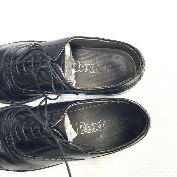 80s 90s Vintage USA Made Dexter Size 8M 25.5 26.0cm Wholecut Dress Shoes Black(USED)