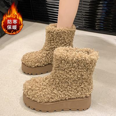 Модные меховые теплые зимние сапоги женские ботильоны на платформе зима 2024 абсолютно новые плюшевые хлопковые сапоги женские модные удобные прогулочные сапоги Mujer