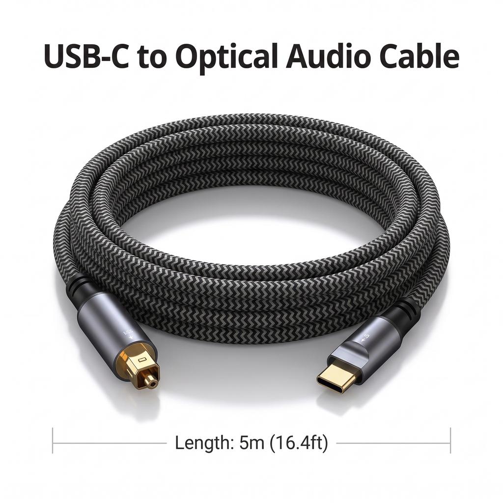 Highly Recommended-USB-C To TOSLINK Male Optical Sound Adapter USB-C To SPDIF Digital Converter For Laptops For Computer Connect