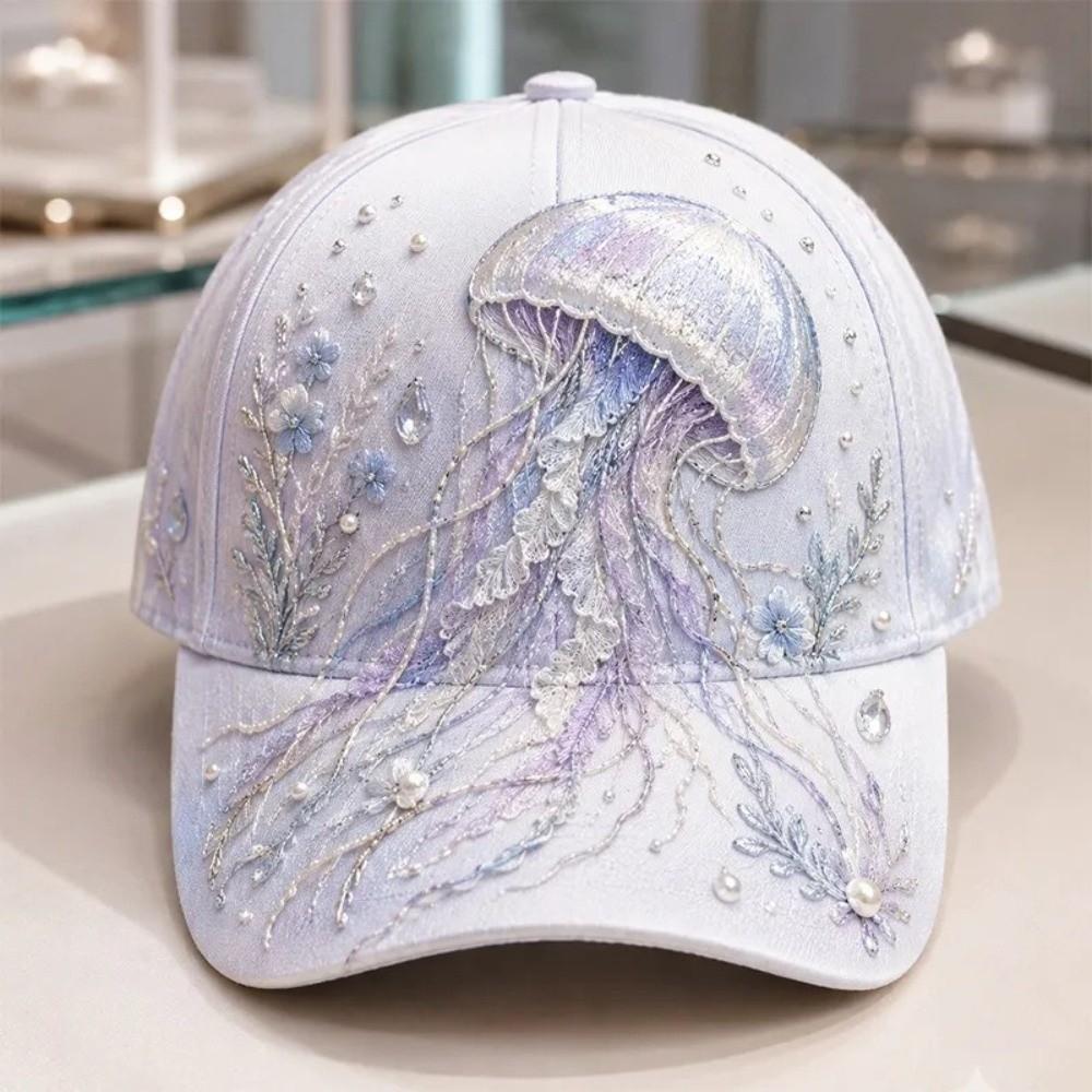 Breathable Baseball Cap Adjustable Sports Sun Hat Fashion Ocean Creatures Embroidery Cap Outdoor