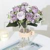 1 Bouquet Artificial Flower Vivid No Watering 5 Heads Tea Rose Fake Flowers Home Decor