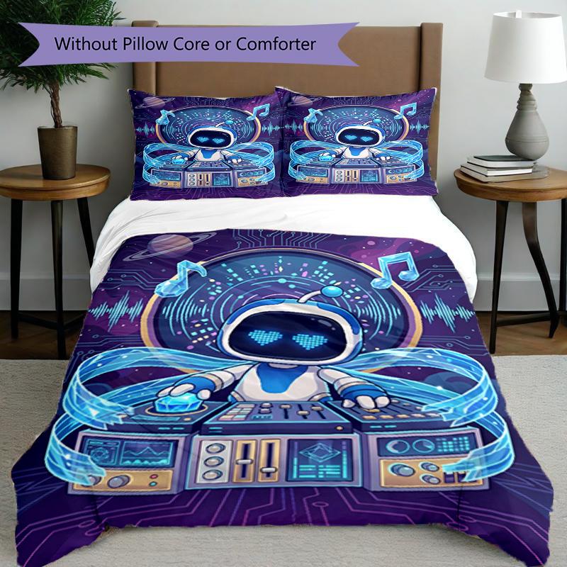 3pcs Duvet Cover Set (1*Duvet Cover + 2*Pillowcase, Without Core), Cosmic Bot Crew Print Bedding Set, Bedroom Decor, All‑Season, Birthday Gift