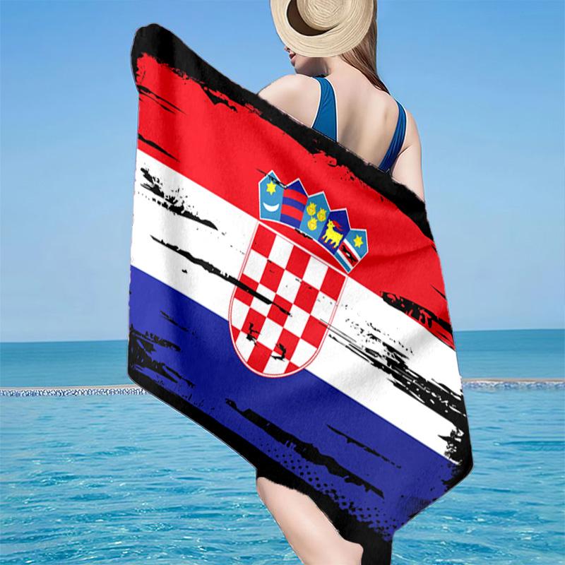 Croatian Football Pride Microfiber Beach Towel, Lightweight And Quick-Dry, for Summer Travel, Beach Essential, Swimming Pool