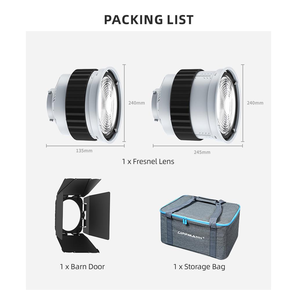 LIPPMANN F20 9-дюймовая линза Френеля с креплением Bowens 10–45 градусов Адаптер оптической фокусировки в 10 раз ярче с