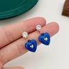1 Pair Women Earrings Heart Cubic Zirconia Jewelry Dripping Oil Bright Color Dangle Earrings