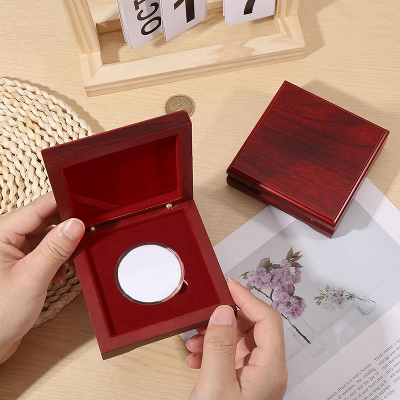 Компактная памятная медаль, деревянная шкатулка для хранения с отделкой под розовое дерево, винтажный кейс для презентации жетона вызова