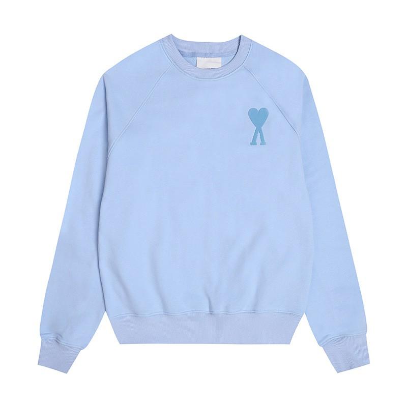 Soft Cotton Oversized Crewneck Sweatshirt With Small Heart Embroidery Pastel Colors Long Sleeve Fall Winter Casual Wear