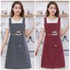 Cute Cotton Kitchen Apron Household Oil-Proof Coffee Chef Hand Wipe Apron With Big Pocket Women Baking BBQ Accessories