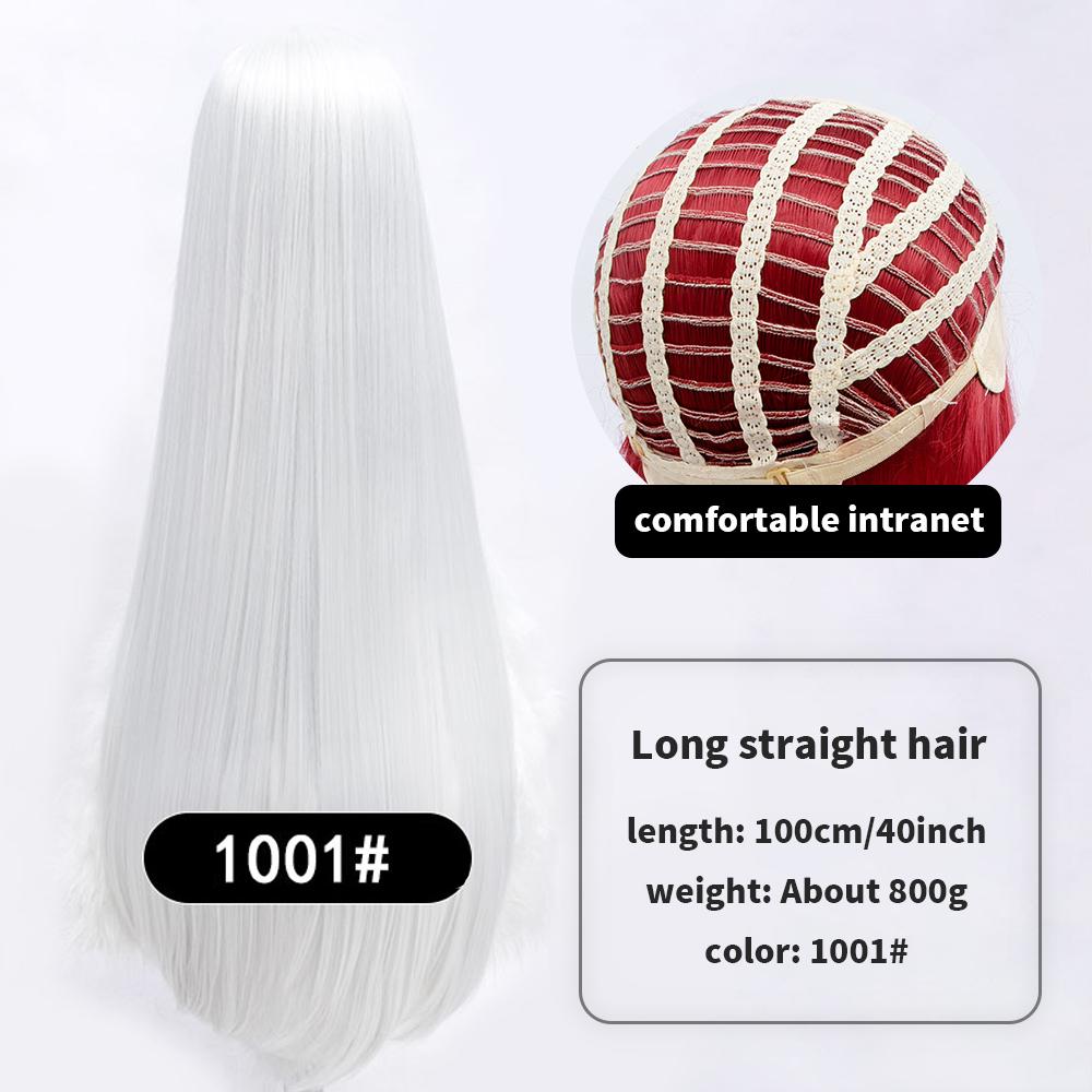 Длинный синтетический парик аниме для косплея 100 см с челкой, светлые, синие, красные, розовые, фиолетовые волосы для вечеринки