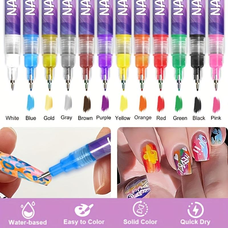 12-color Acrylic Paint Pen, Nail Graffiti Pen, DIY Quick-drying Dot Sewing Pen, Precision 3D Graffiti Nail Art Pen, Nail Art Pen Set, Quick-drying