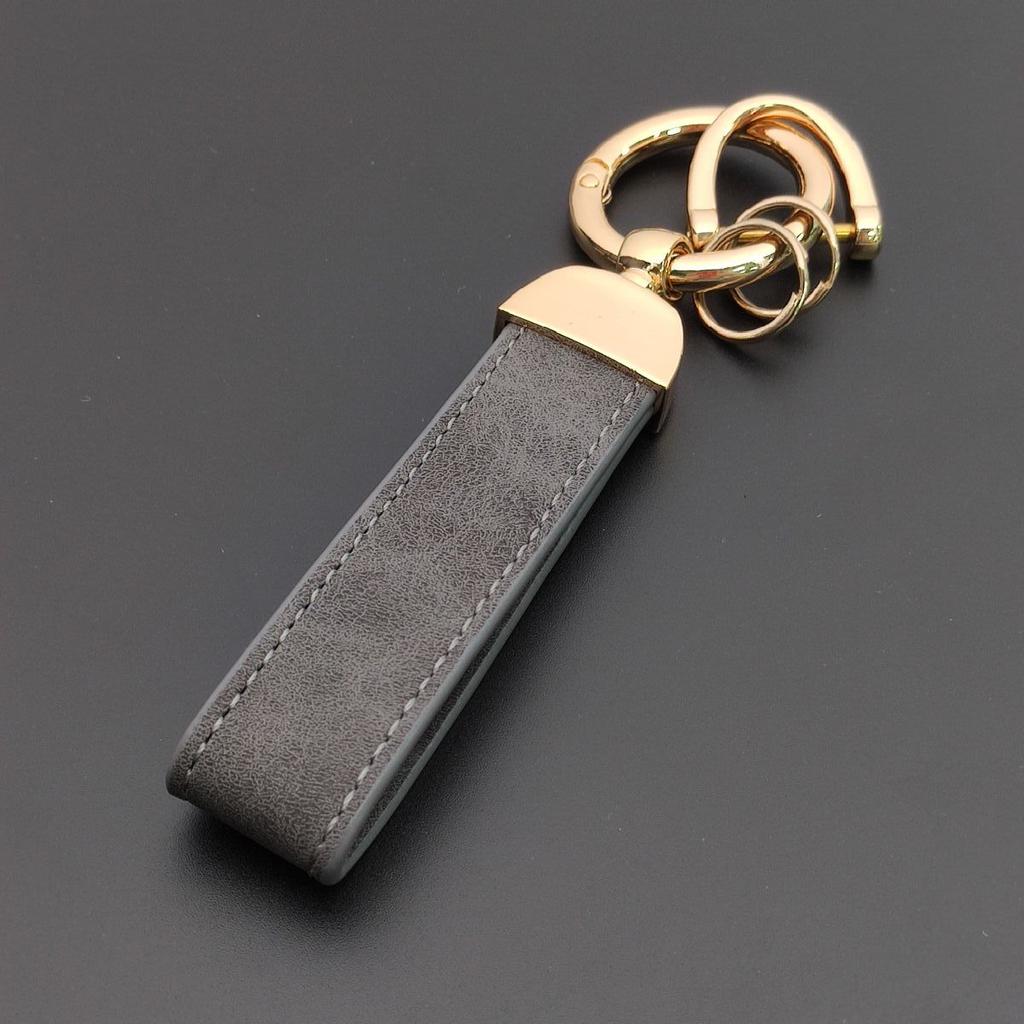 Minimalist Stainless Steel Metal Keyring Leather Car Keychain Pendant Laser Engrave Customized Name Vintage Accessory Gift