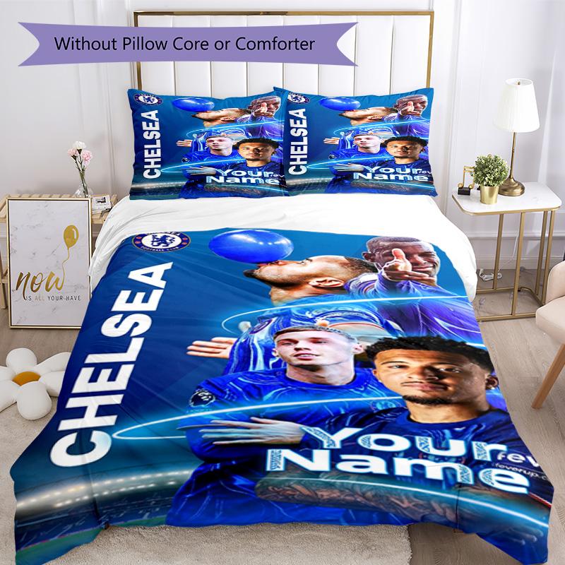 Chelsea Fc Football Player Customize Text Bed Sheet Set Suitable for Study room Machine Washable Home Decor Perfect Gift for Friends & Family