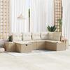 VidaXL 6-Piece Garden Sofa Set with Cushions Beige Poly Rattan 3359380