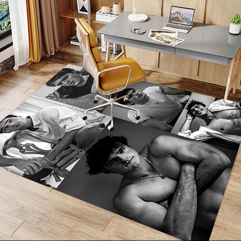 Muscular Men Black White Carpet For Playroom Bedroom Living Room Sofa Home Decorkids Game Area Rug Nonslip Floor Mat
