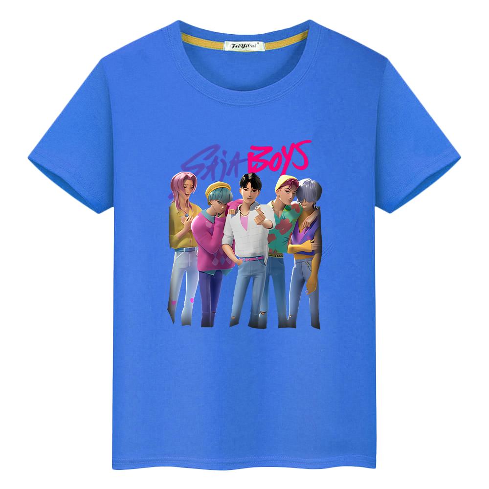 Saja Мальчики Принт 100%Хлопок футболка для детей мальчик 10лет аниме Короткий kpop охотники на демонов Кавайные футболки Милые топы y2k одежда для девочек