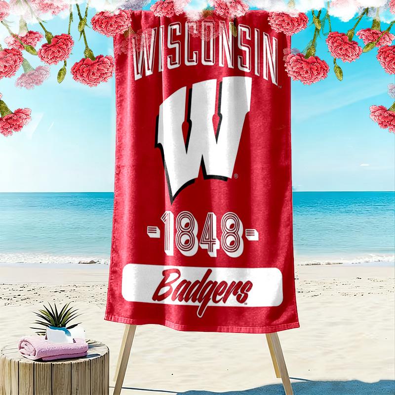 Пляжное полотенце с принтом Wisconsin Badgers, большое, мягкое, быстросохнущее, для пляжа, кемпинга, плавания