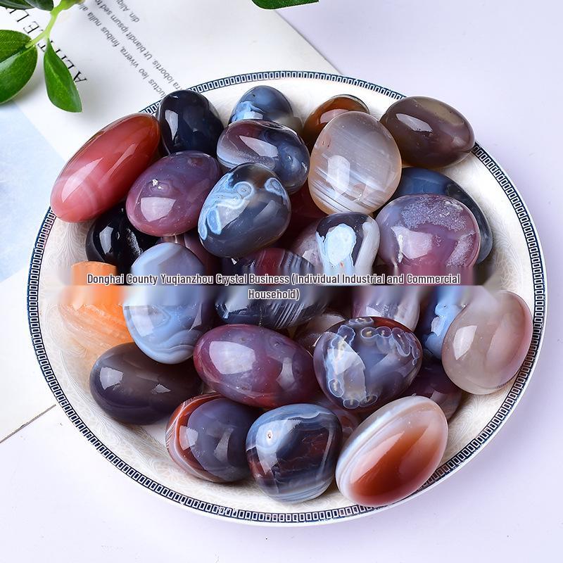 Polished Non-Red Agate Oval Stones for Fish Tank and Home Decor