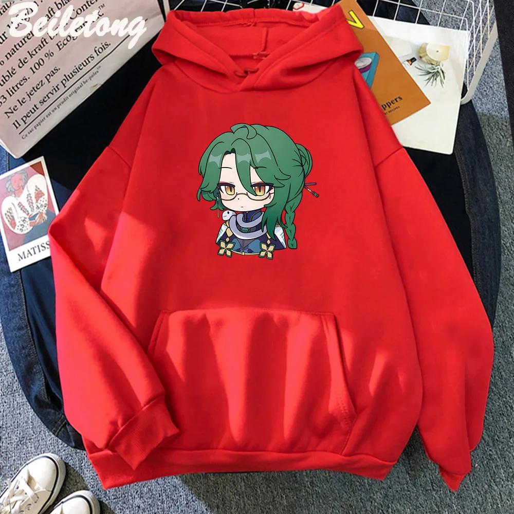 Baizhu Genshin Impact Hoodies Cartoon Cute Print Sweatshirts Women Spring Fashion Tops Kawaii Clothing Aesthetic