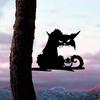 Horror Pumpkin Evil Cat On Branch Steel Silhouette Metal Wall Art - Outdoor Decoration for Home Garden, Yard, Patio