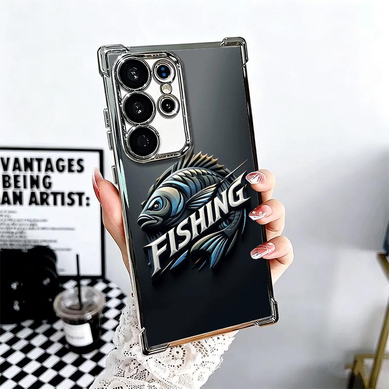 Nash Fishing Fish Mark Plating Phone Case For Samsung Galaxy S24 S25 FE S26 Edge S23 Ultra S22 S21 Plus S20 Anti-Fall Airabag Co