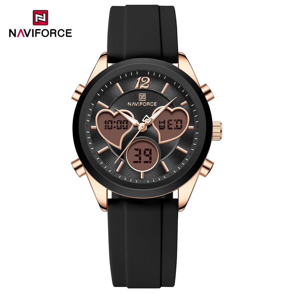 NAVIFORCE NF5045T 5045 Fashion Women Watch Silicone Band Analog Quartz Movement Wristwatch Waterproof Calendar Luminous Watch