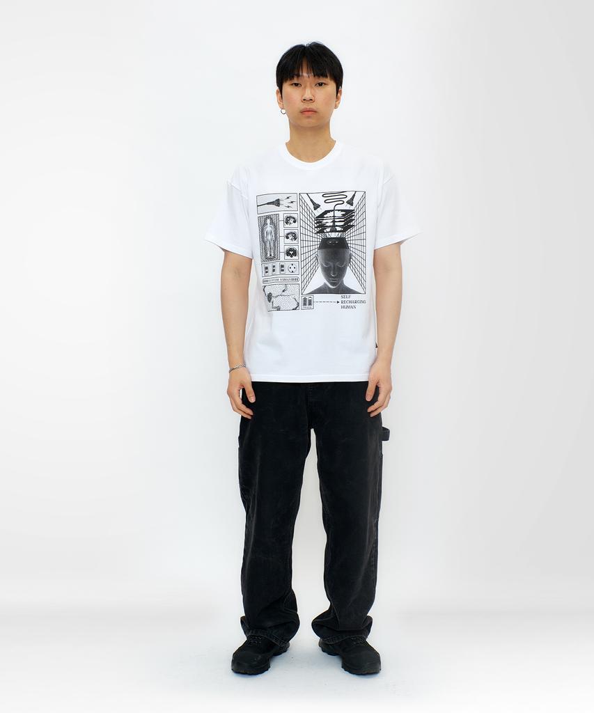 LAUGHER Charging Human T-Shirt - White