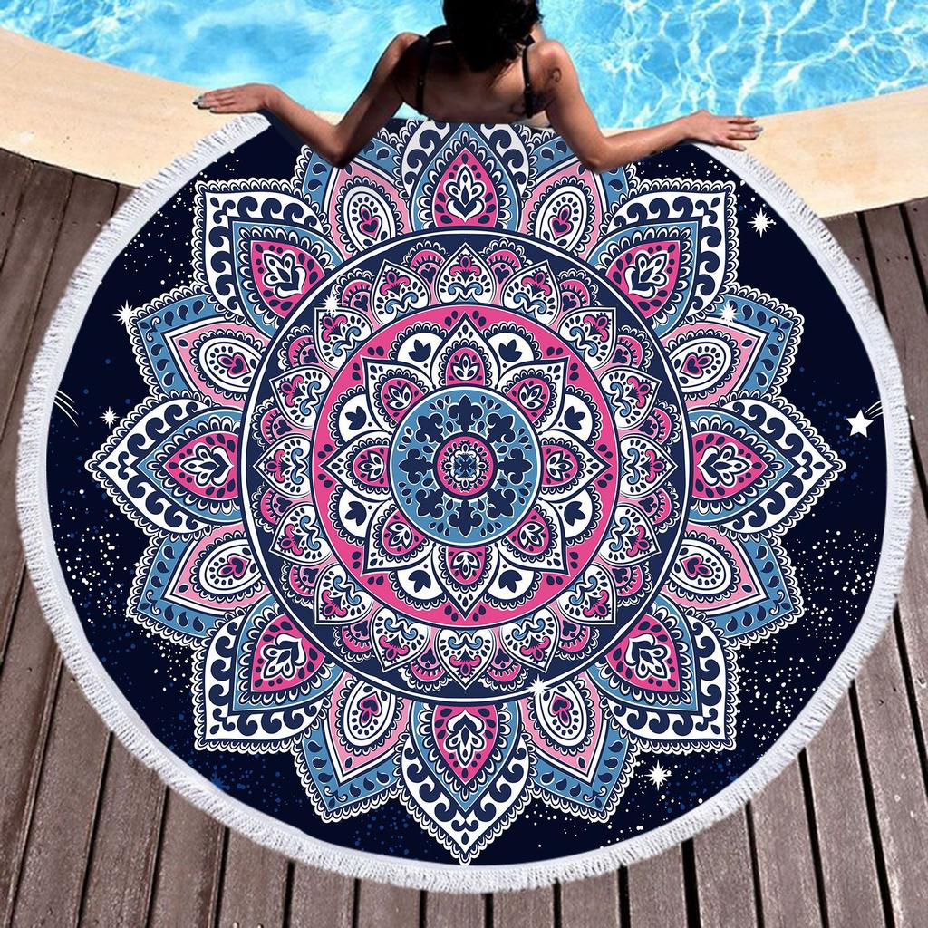 Direct Supply Explosive Round Beach Towel Microfiber Quick-Drying Water-Absorbing Bohemian Fringed Beach Towel