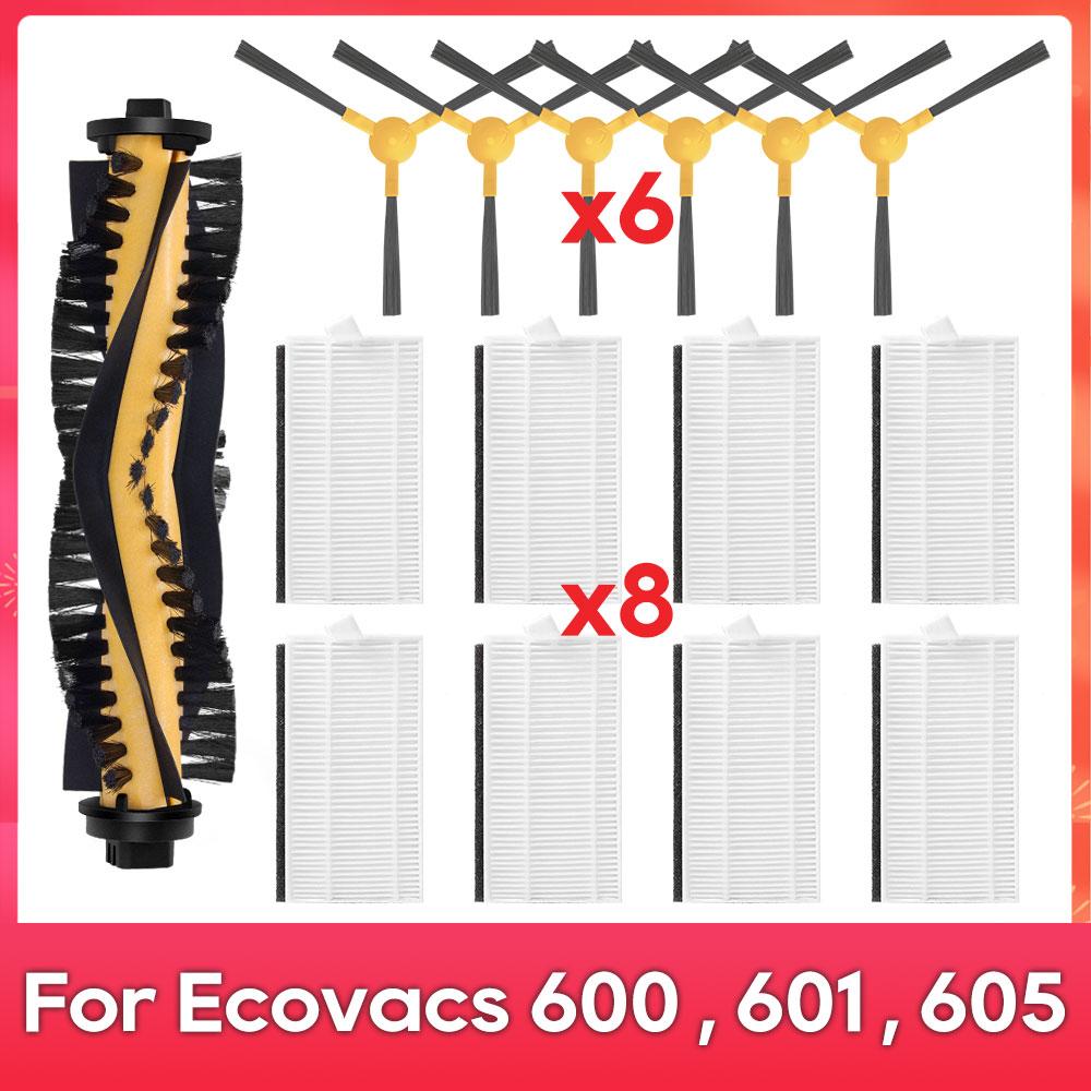 Подходит для ( Ecovacs DEEBOT 600, DO3G, 601, 605 ) Робот-пылесос Ролик Боковая щетка Крышка Фильтр Замена Запасная часть Аксессуар