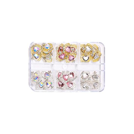 1 коробка DIY нейл-арт стразы украшения 3D сердце бабочка корона прямоугольник искусственный кристалл на сплаве подвески креативные украшения аксессуары