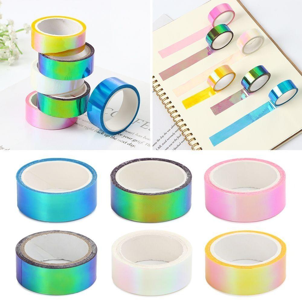 Waterproof Graphic Tape Rainbow Sparkle Metallic Tape Mirror Wrapping Holographic School Supplies.
