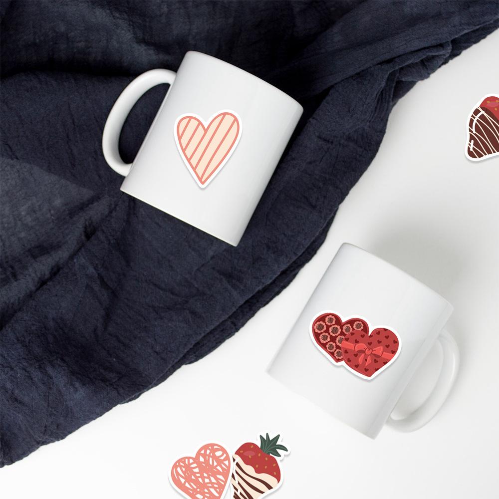 58pcs Valentine's Day Love Stickers, Reusable Vinyl Decals for Laptops, Water Bottles, Phone Cases, Guitars - Cartoon Design