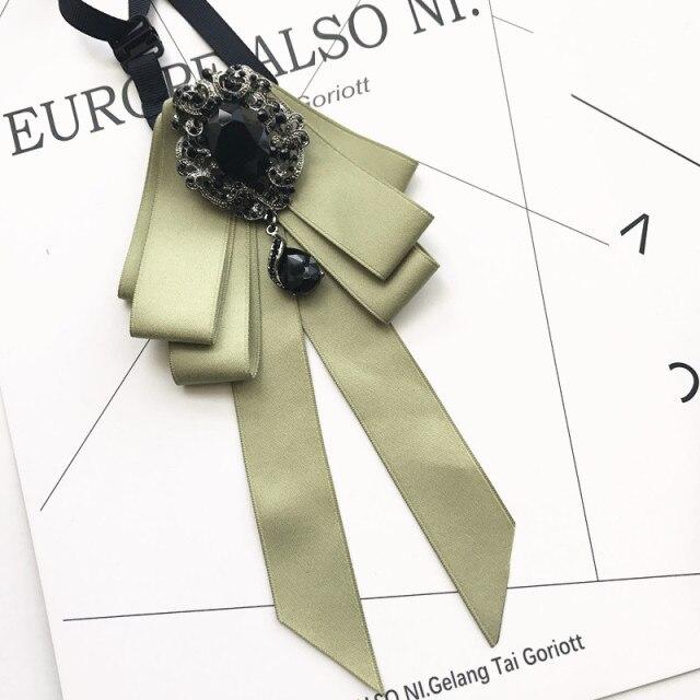 Винтажная брошь в виде галстука-бабочки из ткани с кристаллами, корейская мода, галстуки-бабочки, галстуки для женщин, белый рубашечный воротник, роскошные ювелирные аксессуары