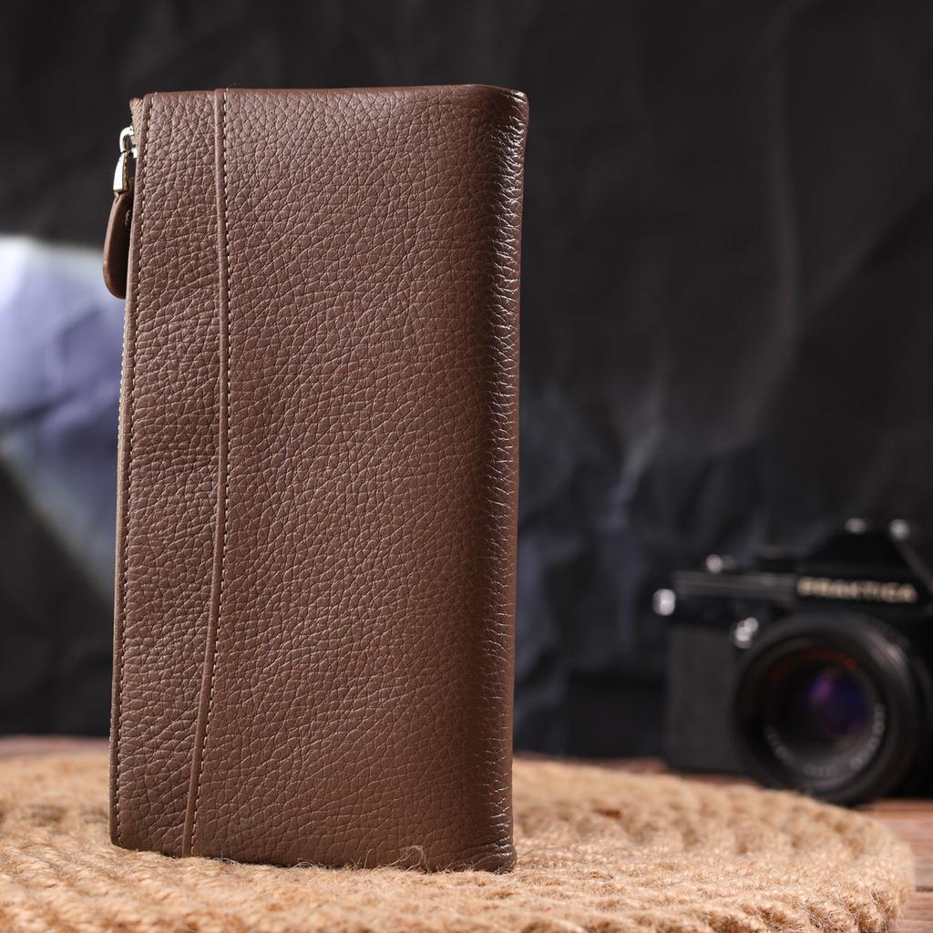 Интересный женский кошек из натуральной зернистой кожи CANPELLINI Wallet 21634 Бежевый