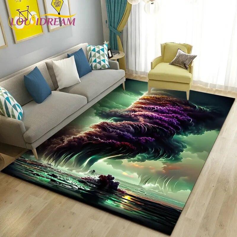 3D Dream Natural Tornado Cloud Area Ковер, Коврик для гостиной, Спальни, Дивана, Коврик для украшения, Детские игры, Нескользящий напольный коврик
