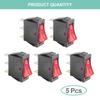 5Pcs AC 250V/15A, 125V/20A Red Illuminated LED On/Off SPST 3 Pin 2 Position Mini Marine Rocker Toggle Switch (Automotive Marine)