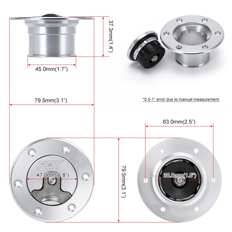 PQY - New Aluminum Billet Fuel Cell / Fuel Surge Tank Cap Flush Mount 6 bolt Surface Oxidation Opening ID 35.5mm PQY-SLYXG01