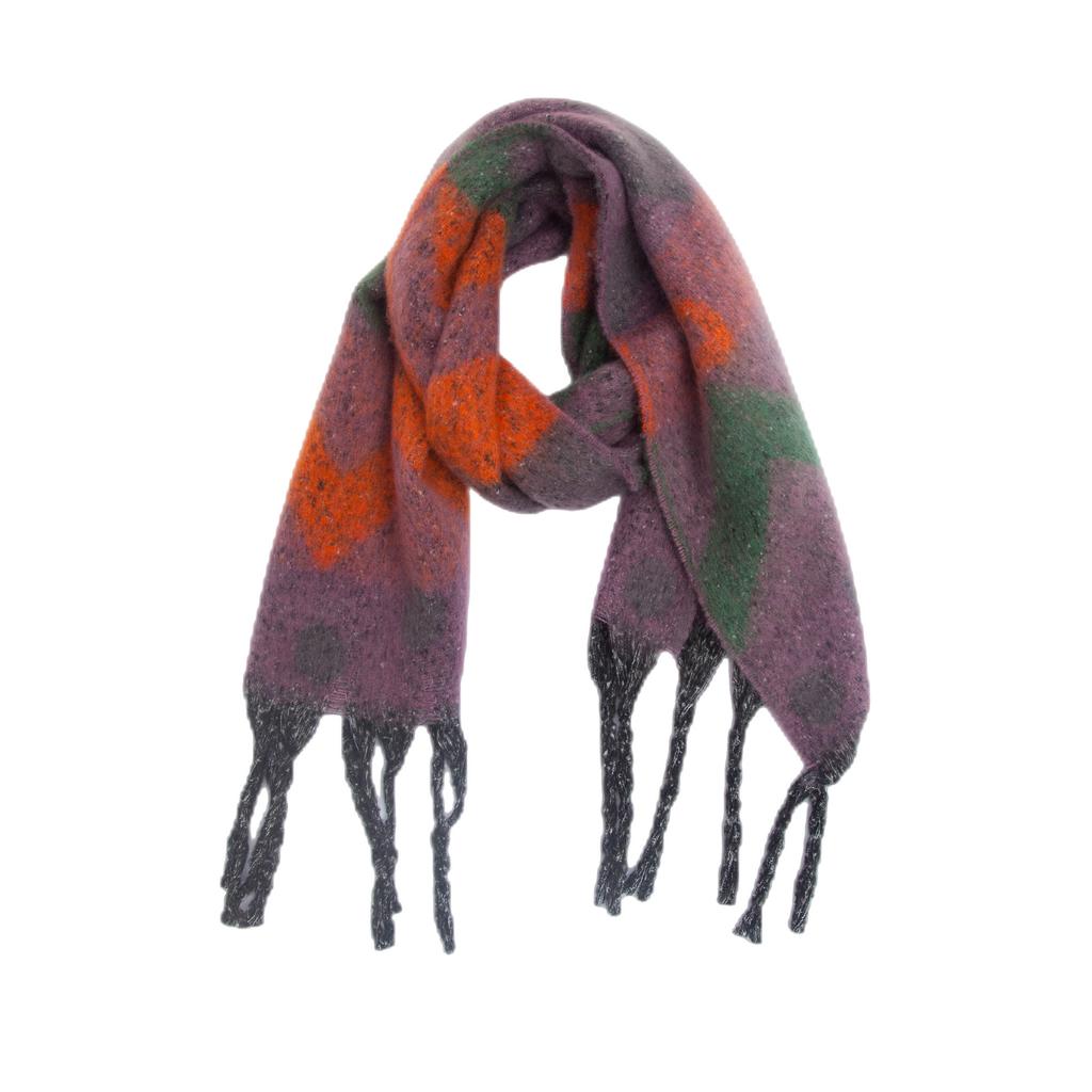 Female Warm Shawl Autumn Winter Thick Love Wave Print Scarf Tassel