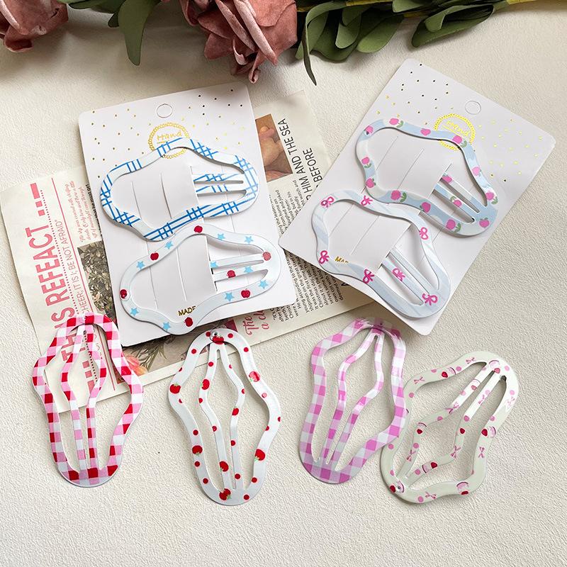 Cute Cloud Hollow Hair Clip Sweet Girl Print Bowknot Fruit Hair Clip Forehead Bangs Clip Hairpin