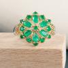 Bella Box Luxury Emerald Two Tone Electroplated Flower Ring Shape Lady Dance Party Rings Statement Jewelry For Women