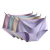 Seamless Ice Silk Women's Underwear - Mid-Low Waist, Pure Cotton Gusset, Candy Color Briefs