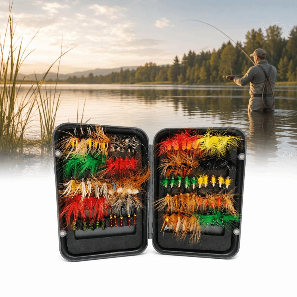 100PCS Handmade Fly Fishing Kit Lightweight Fly Fishing Lures Fly Fishing Flies Kit Trout Fishing