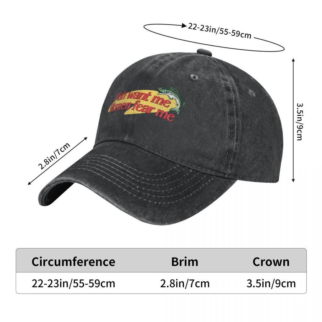 Fish Want Me Women Fear Me Classic Baseball Caps Peaked Cap Fish Go Fishing FisherUnisex Sun Shade Hats for Unisex Women