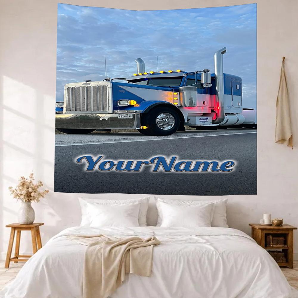 Peterbilt Heavy Trucks Custom Your Name Wall Decor Tapestry Art For Pet Memorial Birthdaywedding Party Backdrop Family Gift