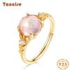 Tancise Classic 925 Sterling Silver  8*8 Pink Quartz Ring Ladies Jewelry Wedding Promise Party Gift