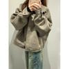 Vintage American Short Suede Jacket Women Loose Fit Casual Fall Coat Lazy Style